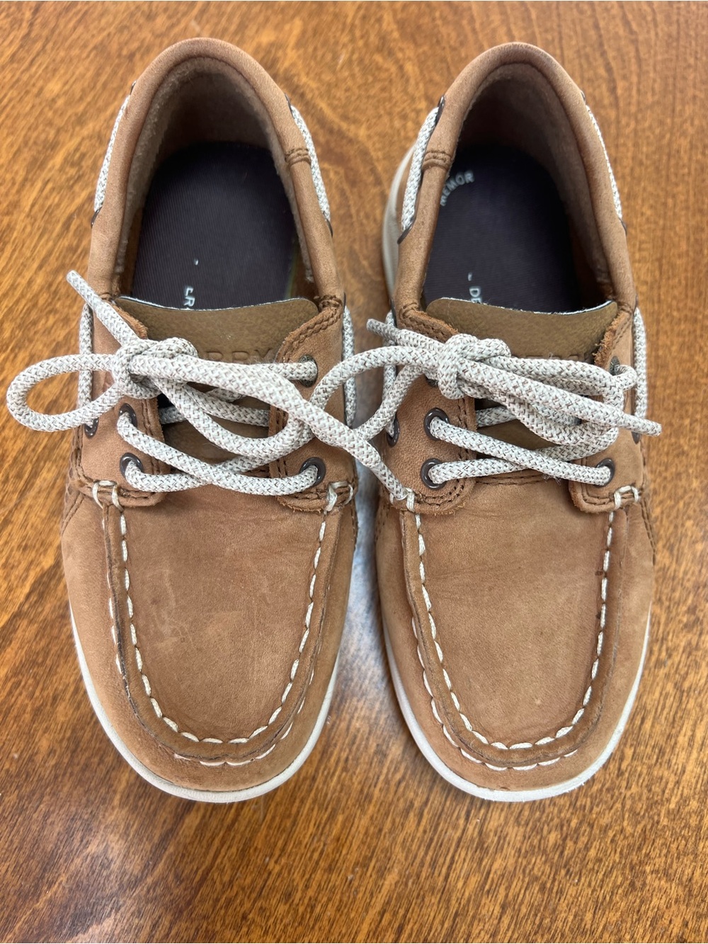 Sperry Kids Brown Suede Water Shoes with White Laces